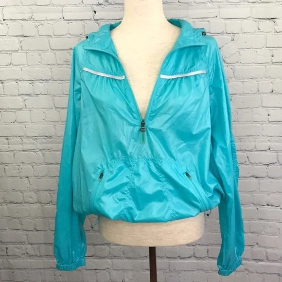 ATHLETA Blue Hooded Lightweight Windbreaker sz S - Picture 2 of 9